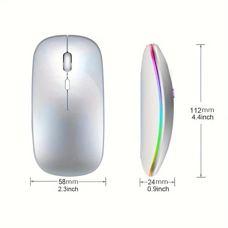 Wireless Mouse With LED Backlight,USB Rechargeable Bluetooth With Type-C Adapter Gaming Mouse Suitable For MAC/Laptop/PC/Windows
