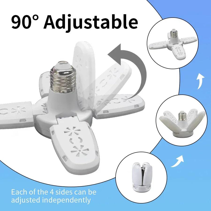 E27 LED Bulb 28W Fan Shape LED Lamp Foldable 220V 110V Light Bulbs For Home Living Room Warehouse Garage Ceiling Light
